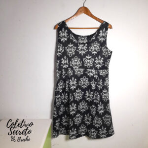 Vestido preto estampado – Madame – tam G