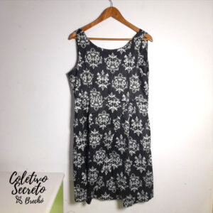 Vestido preto estampado – Madame – tam G