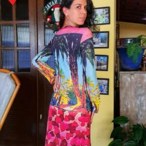 Vestido estampado e rosa – UZ Rio – tam M