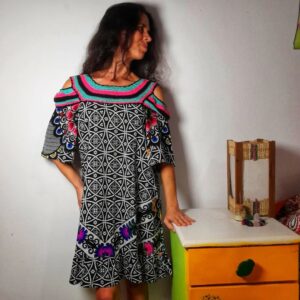 Vestido estampado e com crochê – Oh Boy! – tam M