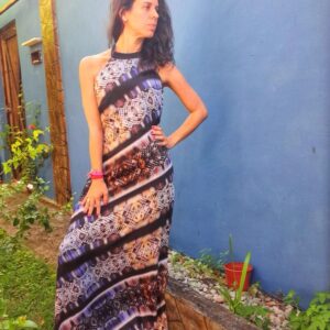 Vestido longo costas nua estampado – Folic