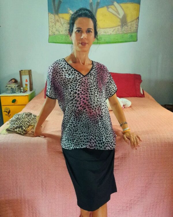 Camisa seda animal print - Le Lis Blanc - tam P