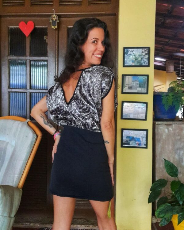 Vestido estampado e preto - tam 38 - Image 2