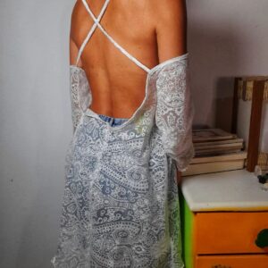 Vestido branco de renda transparente – Bossa Nova – tam P