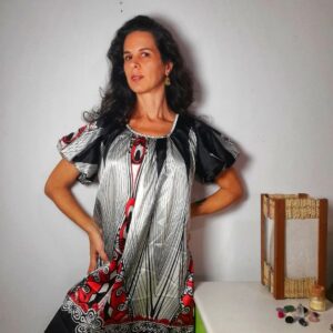 Vestido soltinho estampado com manga bufante – Skazia – tam 38 / M