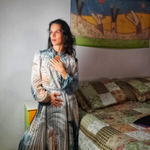 Vestido plissado e estampado – D’metal – tam M *NOVO *