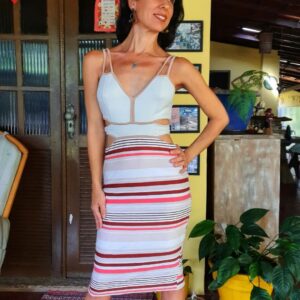 Vestido com listras e decotes – The Finds – tam P