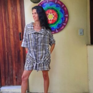 Vestido/bata quadriculado – Shoulder – São João – tam M