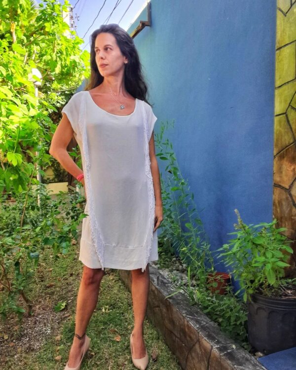 Vestido branco com franjas - Shoulder - tam P