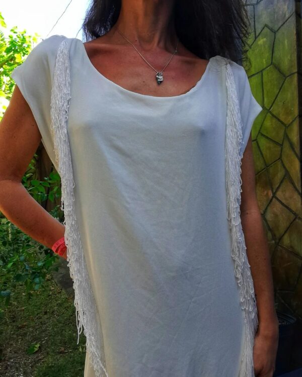 Vestido branco com franjas - Shoulder - tam P - Image 5