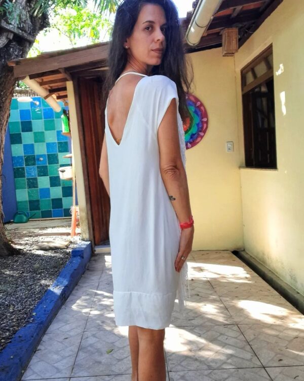 Vestido branco com franjas - Shoulder - tam P - Image 2