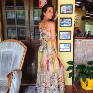 Vestido longo estampado – Mila Rosa – tam P