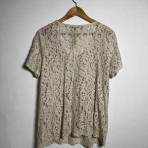 Camisa nude com bordados e pérolas – Cortelle – tam G