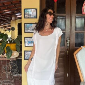 Vestido branco com franjas – Shoulder – tam P