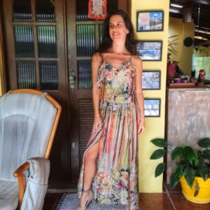 Vestido longo estampado – Mila Rosa – tam P