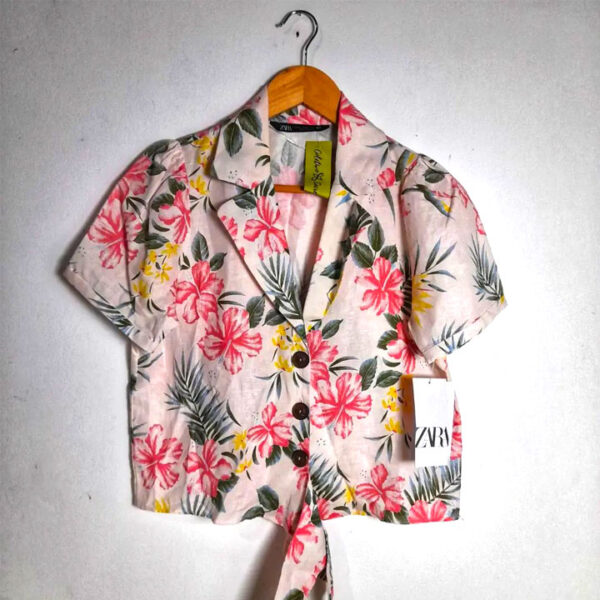 Camisa de linho estampa flores - Zara - tam P - NOVA