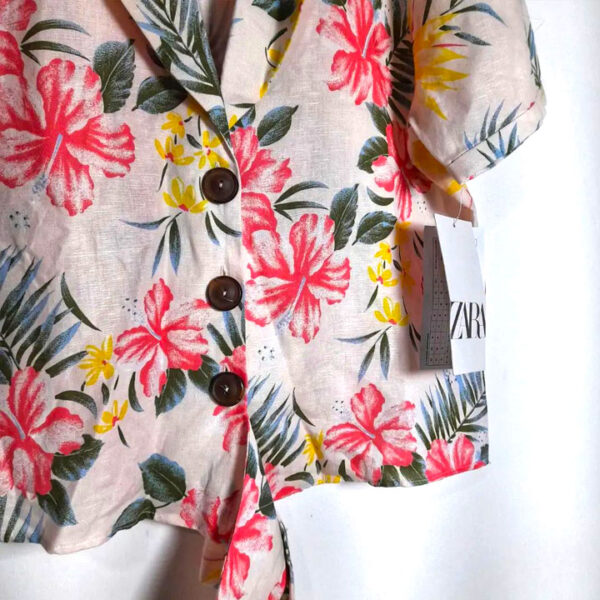 Camisa de linho estampa flores - Zara - tam P - NOVA - Image 3