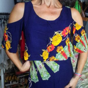 Vestido azul marinho com flores – Malagueta – tam 36