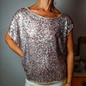 Blusa com paetês rosa – Elementais – tam P