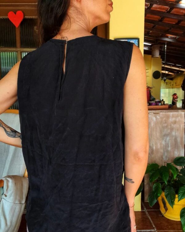 Blusa preta de seda - tam 38 - Image 3