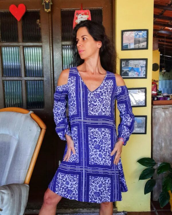 Vestido azul estampado - Alk Casual - tam 38 - Image 2