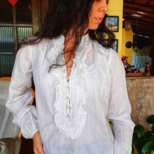 Camisa manga comprida branca – Zara – tam M