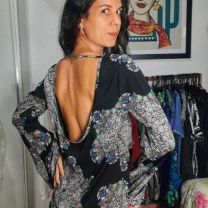 Camisa estampa preta – Clock House – tam 40