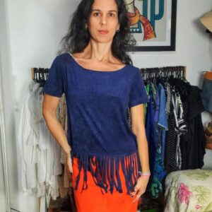 Camisa de veludo com franjas – Le Lis Blanc – tam P