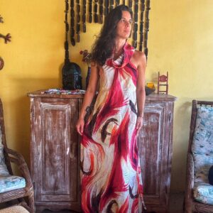 Vestido estampa vermelha – Cambodja – tam P