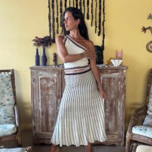 Conjunto saia longa e cropped tricô – tam M
