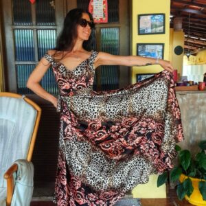 Vestido longo animal print – Adoro – tam 40
