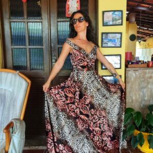 Vestido longo animal print – Adoro – tam 40