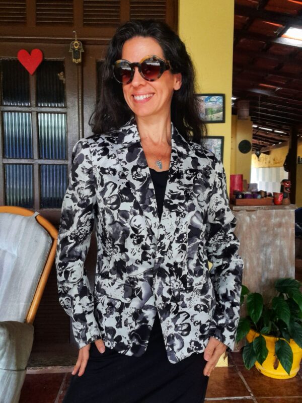 Blazer estampado preto e branco - Yessica City - tam 42 - Image 3