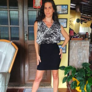 Vestido preto e estampa de zebra – Dona Lu – tam P