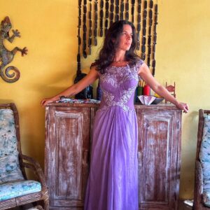 Vestido de festa longo lilás com bojo – tam P