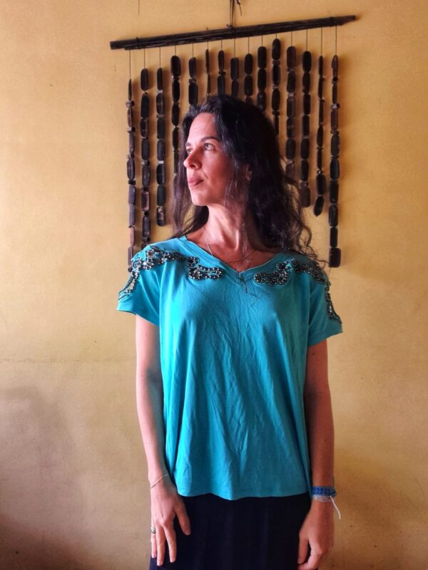 Camisa verde com presilha - Celia Leite - tam G - Image 7