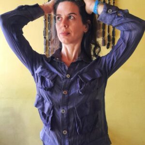 Camisa de seda manga comprida com bolsos – Tempo