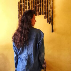 Camisa de manga comprida jeans – tam G