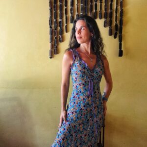Vestido estampado azul – Vide Bula – tam M