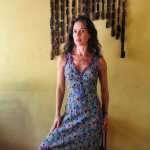 Vestido estampado azul – Vide Bula – tam M