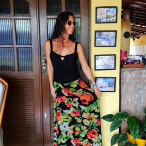 Saia longa estampada flores