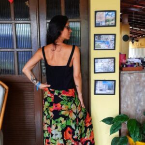 Saia longa estampada flores