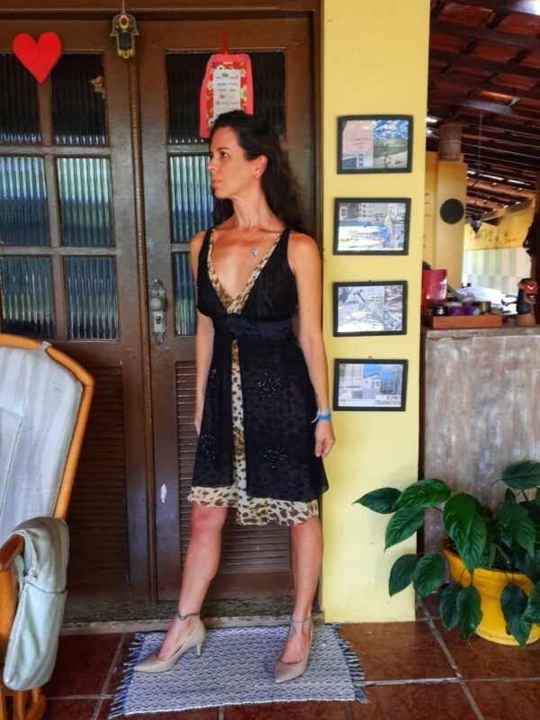 Vestido animal print e preto - Yamara Vualo - tam M - Image 8