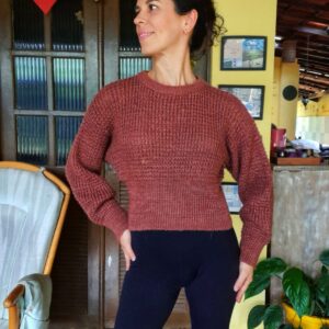 Casaco de tricô terracota – tam M