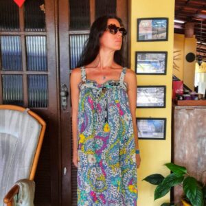 Vestido de seda estampado flores – Herchcovitch – tam P