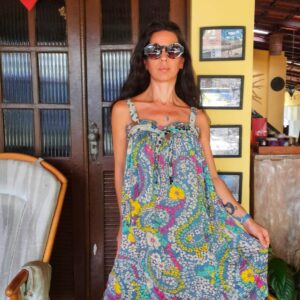 Vestido de seda estampado flores – Herchcovitch – tam P