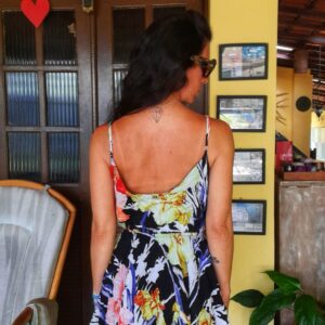 Vestido preto estampado flores – Roberio Sampaio – tam P