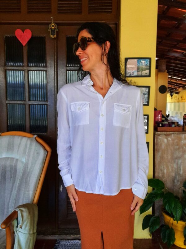 Camisa social branca viscose - Hering - tam M - Image 8