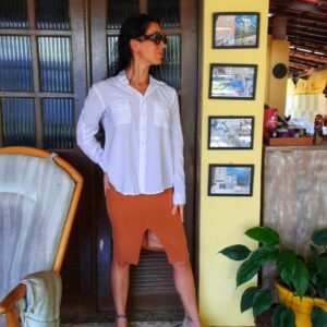 Saia marrom lápis – Ave Rara – tam P