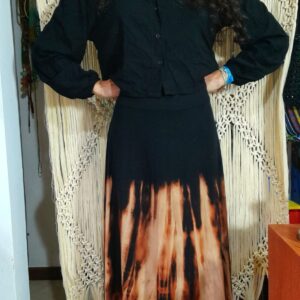 Saia longa preta estampada – Fama Fashion – tam G